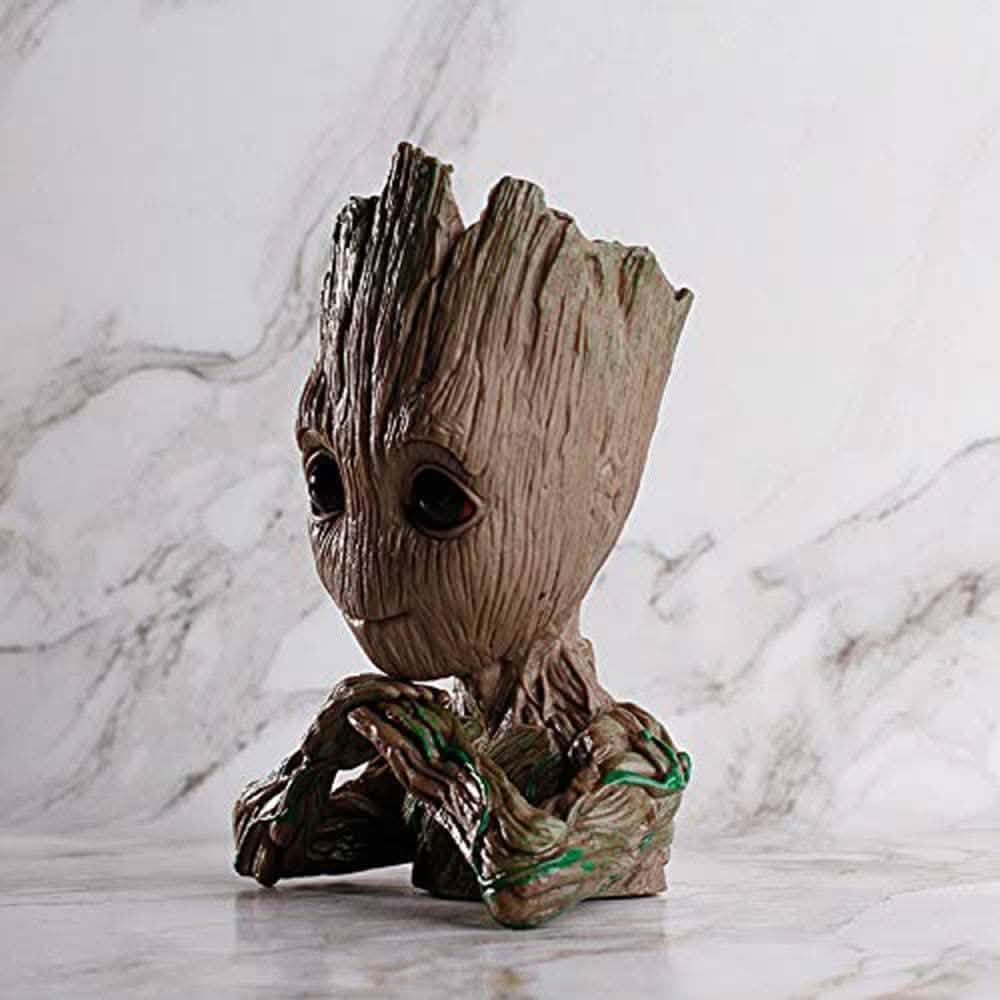 Groot Pen Pot Tree Man Pens Holder or Flower Pot with Drainage Hole