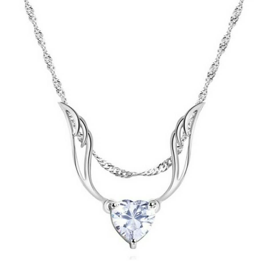 Guardian Angel Wing Necklace Made with Swarovski Crystal