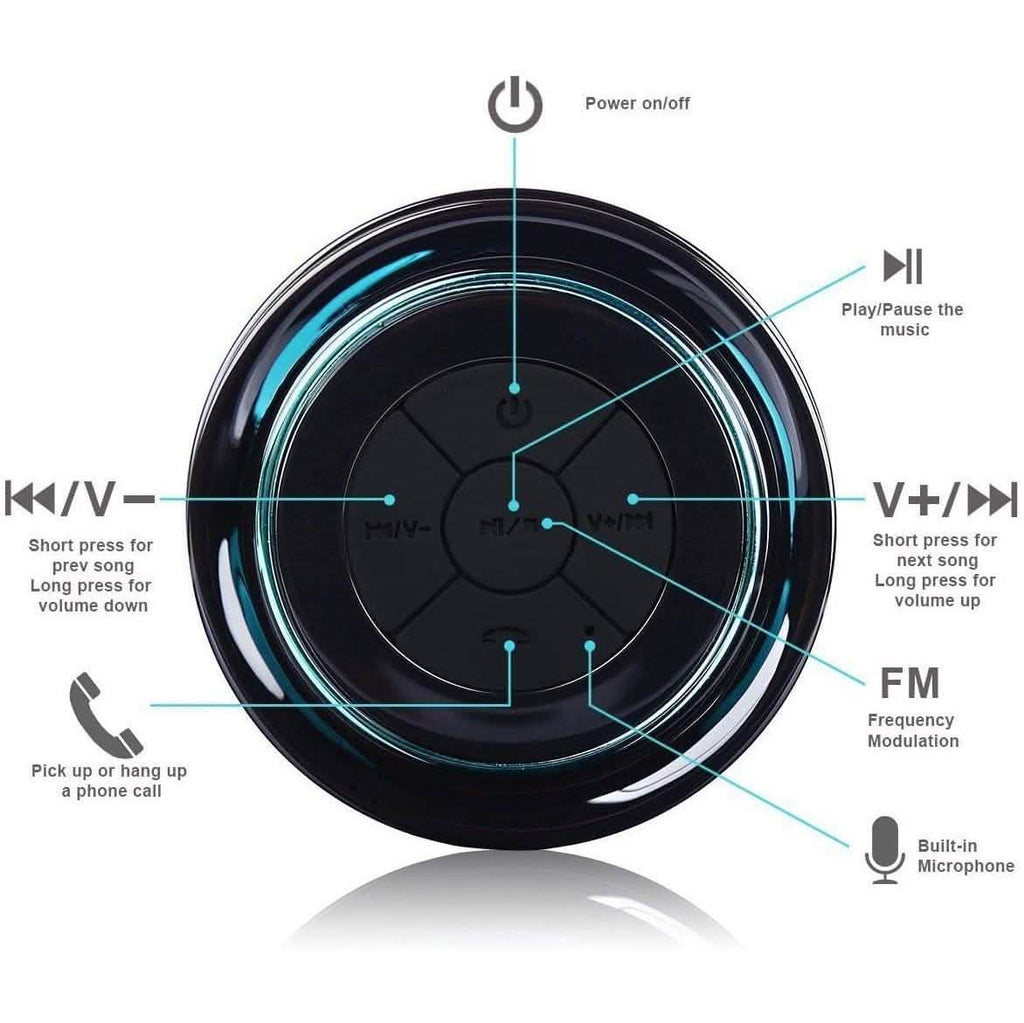 HAISSKY Portable Wireless Waterproof Speaker with FM Radio & Suction Cup