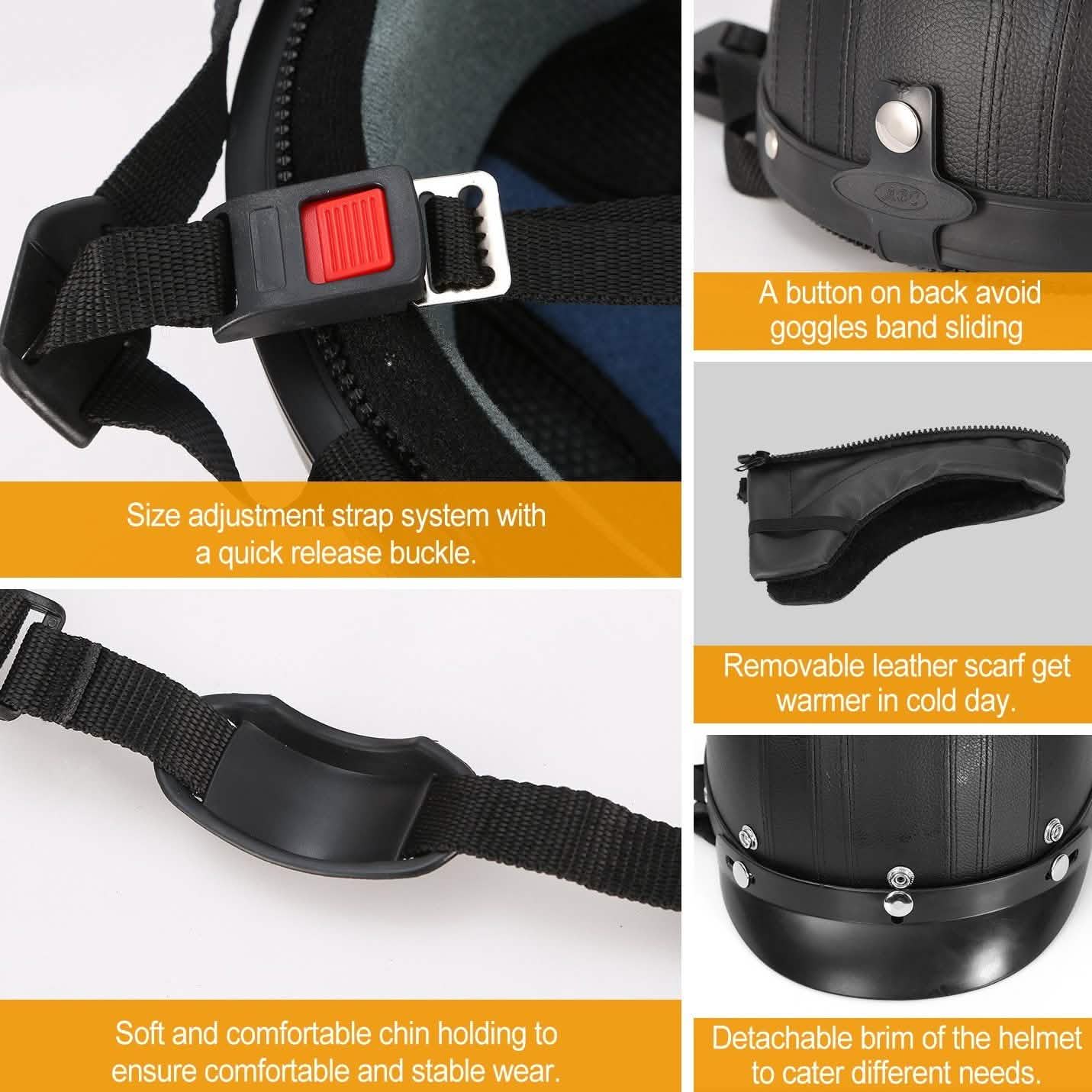 Half Motorcycle Helmet with Pilot Goggles