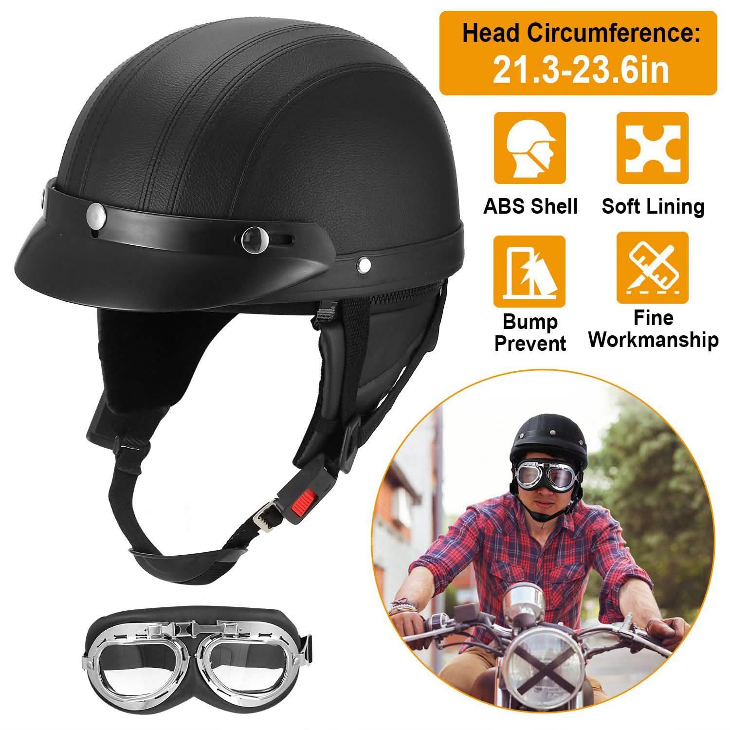 Half Motorcycle Helmet with Pilot Goggles