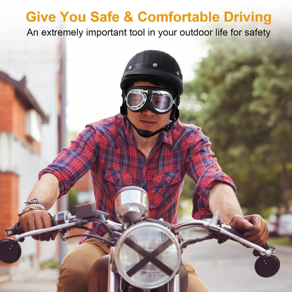 Half Motorcycle Helmet with Pilot Goggles