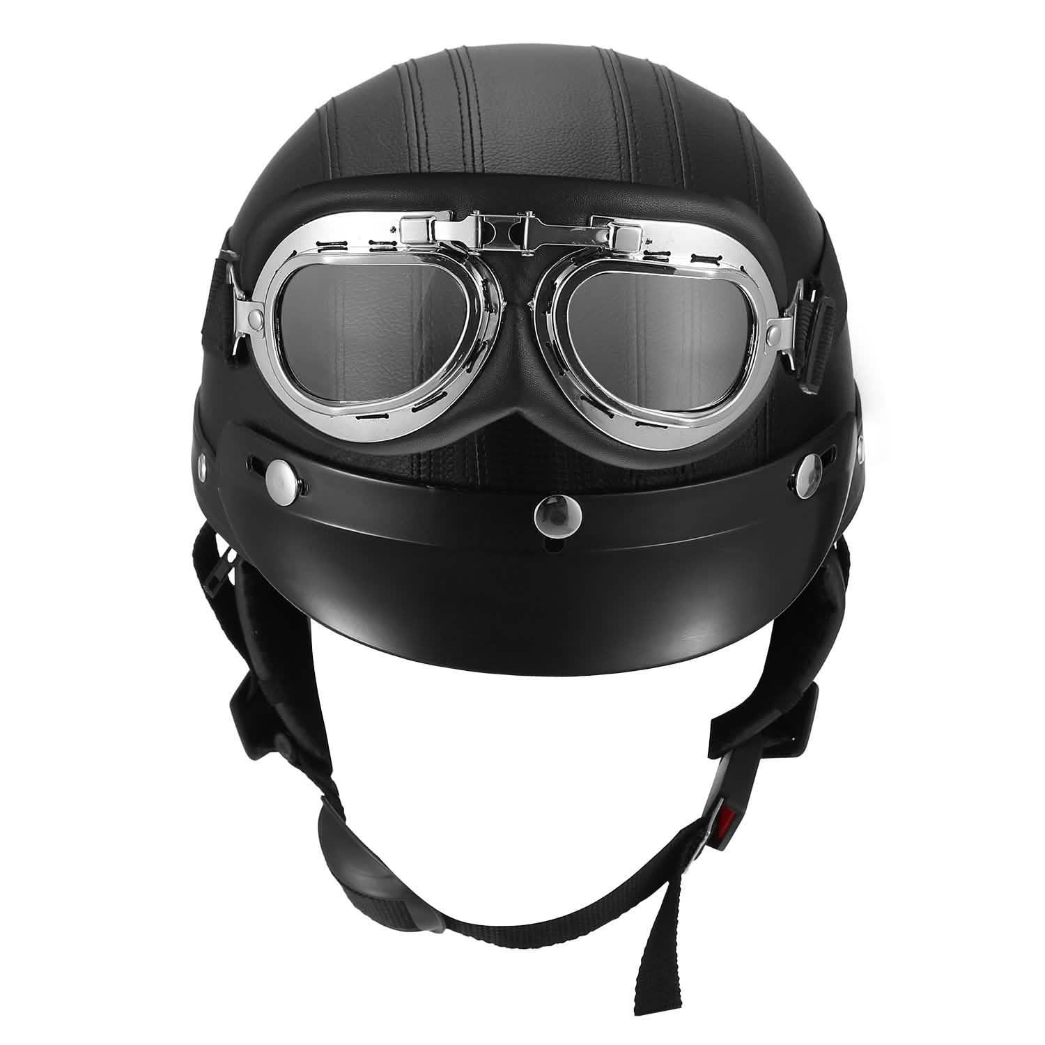 Half Motorcycle Helmet with Pilot Goggles