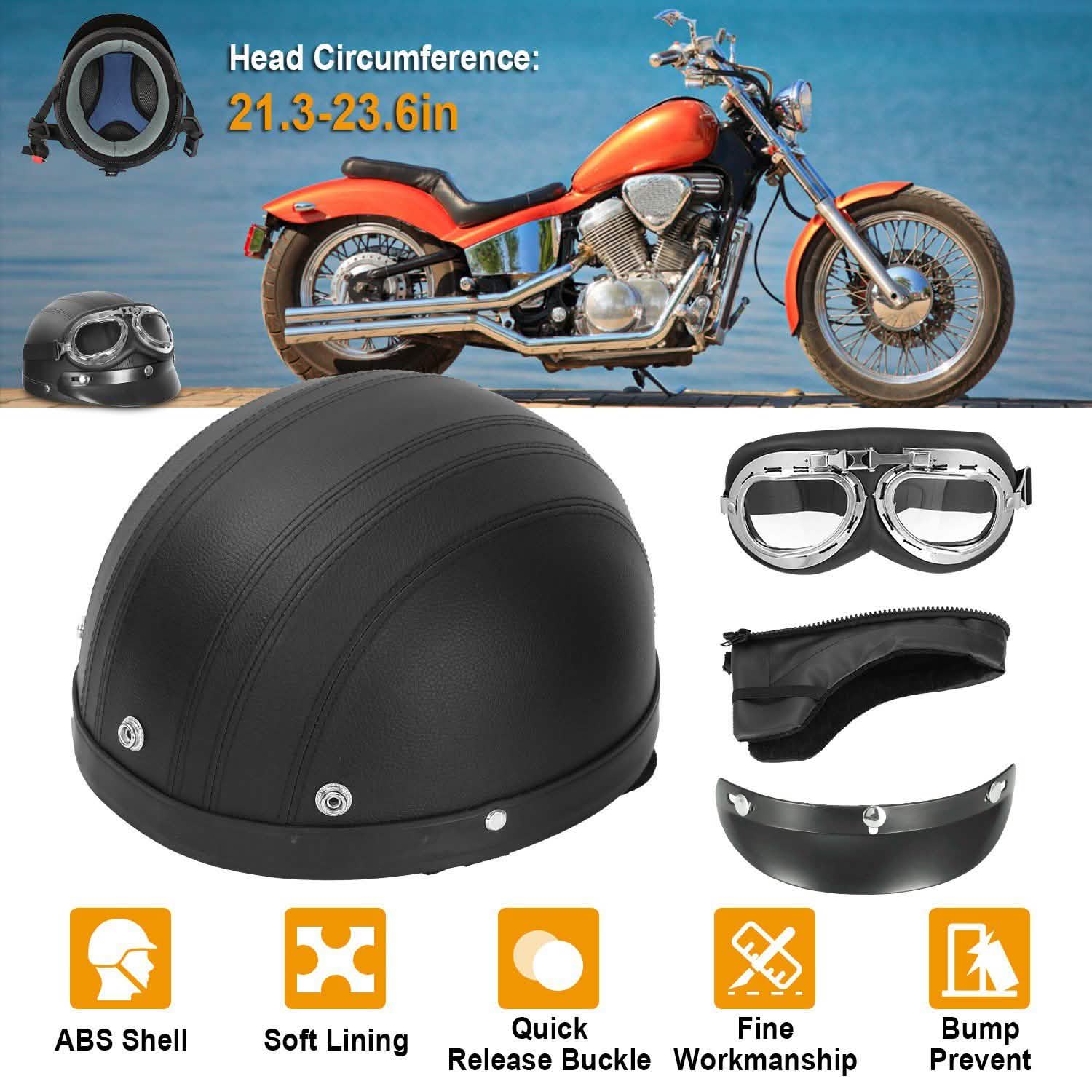 Half Motorcycle Helmet with Pilot Goggles