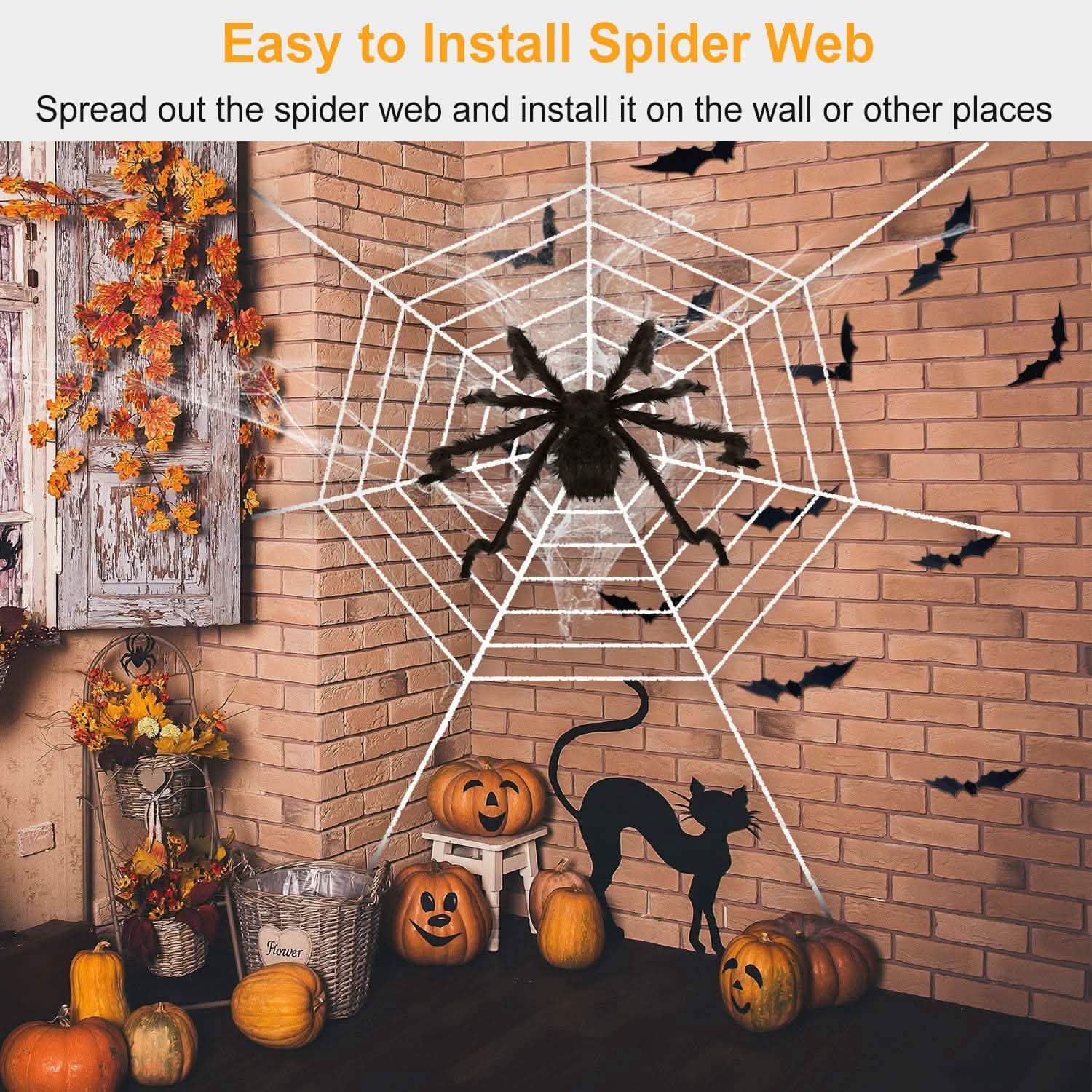 Halloween Decorations Spider 49" with 126" Tarantula Mega Spider Web