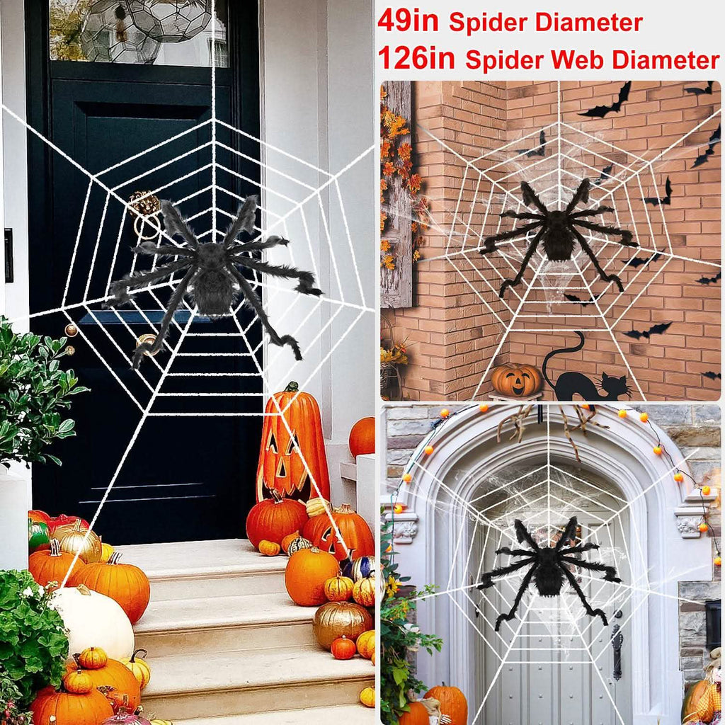 Halloween Decorations Spider 49" with 126" Tarantula Mega Spider Web