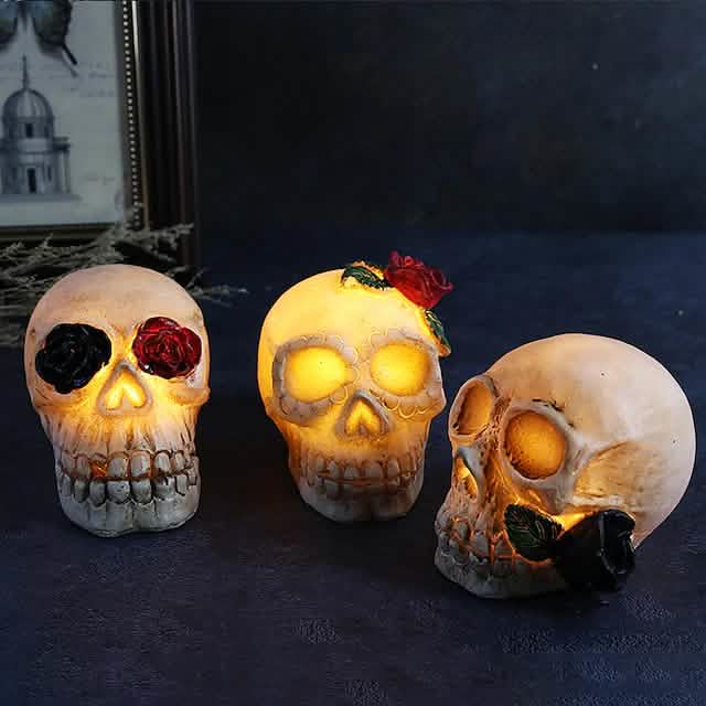 Halloween Resin Skull LED Night Light Decorative Light