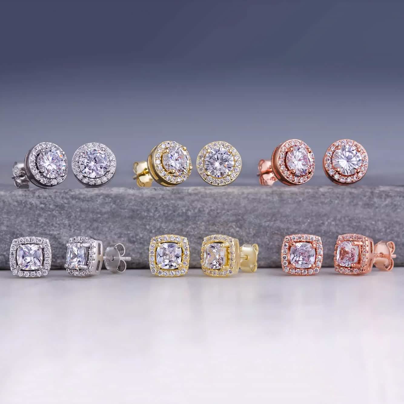 Halo Diamond Stud Earrings