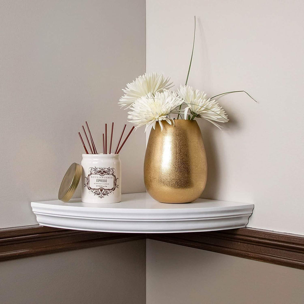 Halter Corner Floating Shelf - Space Saving Round Design with No Visible Support