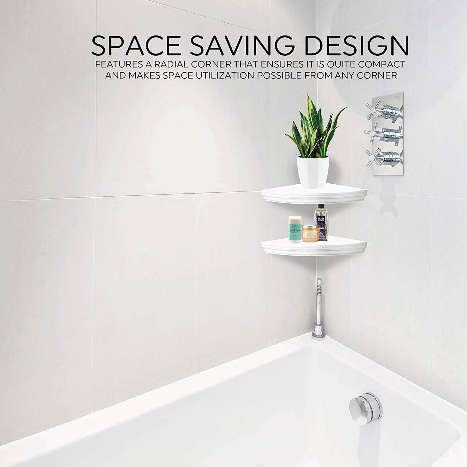Halter Corner Floating Shelf - Space Saving Round Design with No Visible Support