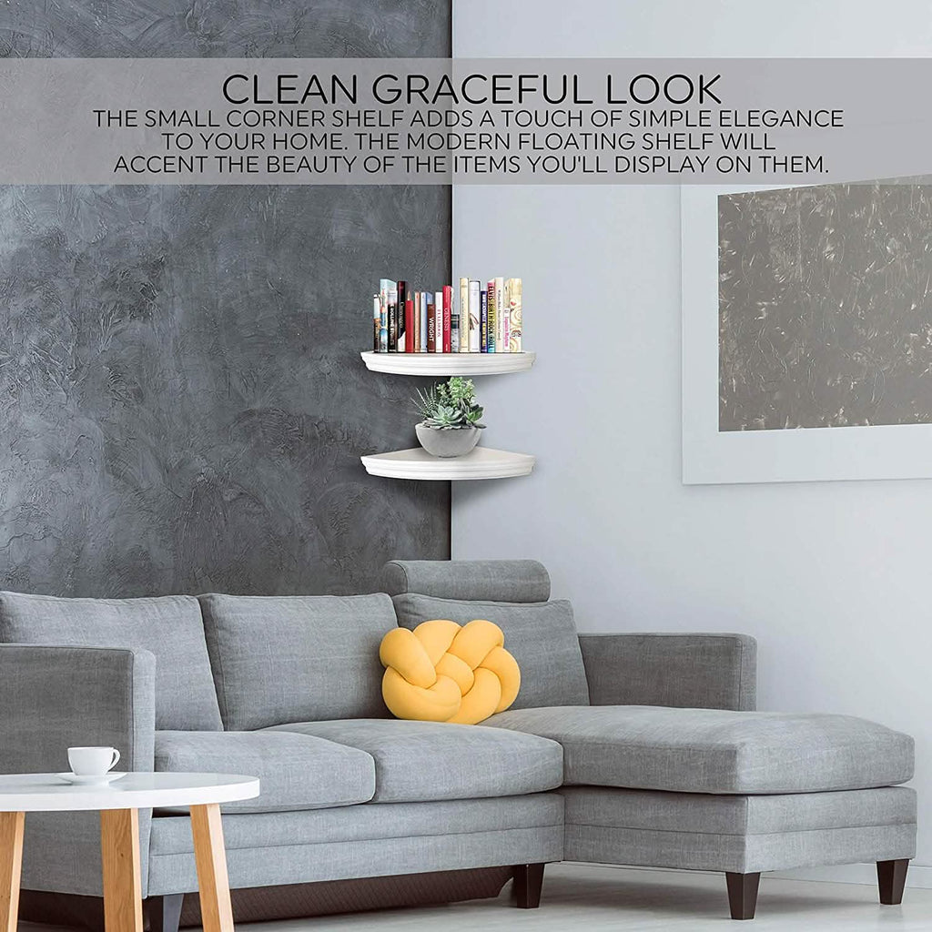 Halter Corner Floating Shelf - Space Saving Round Design with No Visible Support