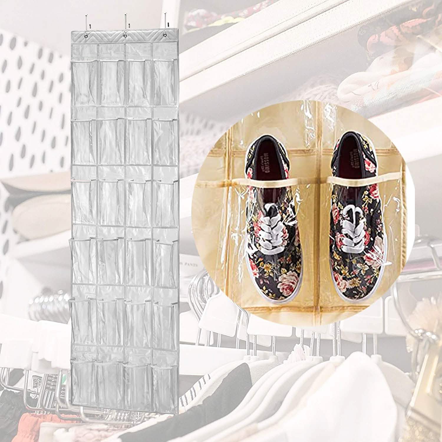 Halter Over the Door Hanging Shoe Organizer with 24 Pockets