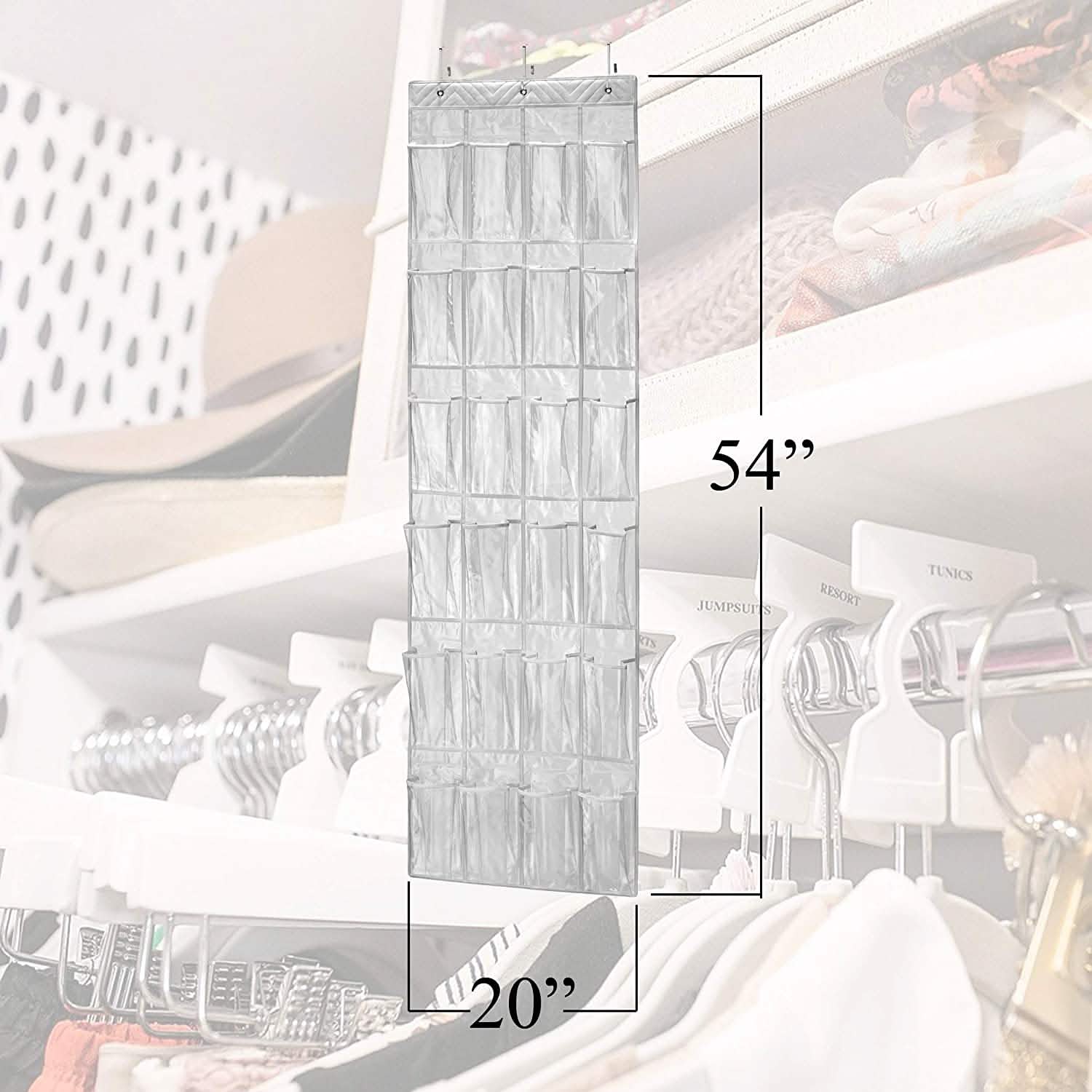 Halter Over the Door Hanging Shoe Organizer with 24 Pockets
