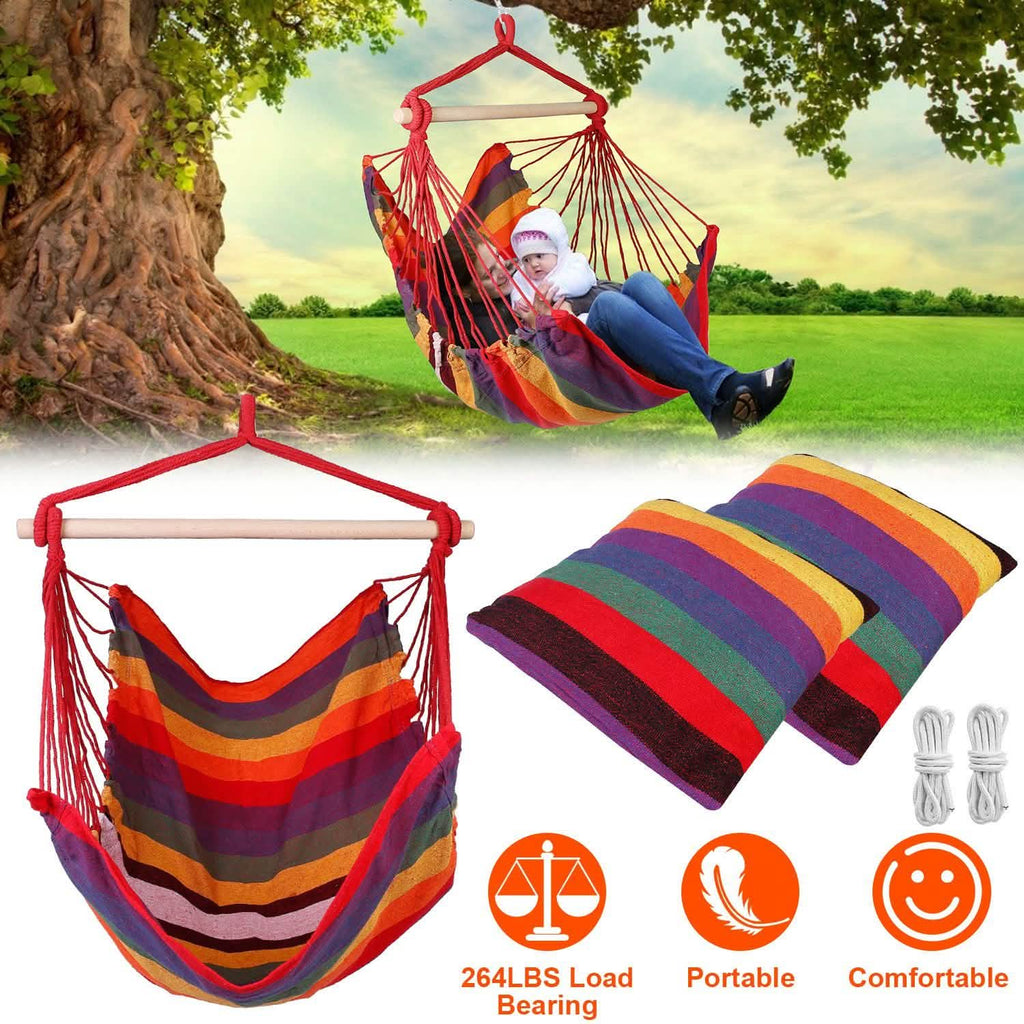 Hammock Hanging Chair Canvas with 2 Pillows