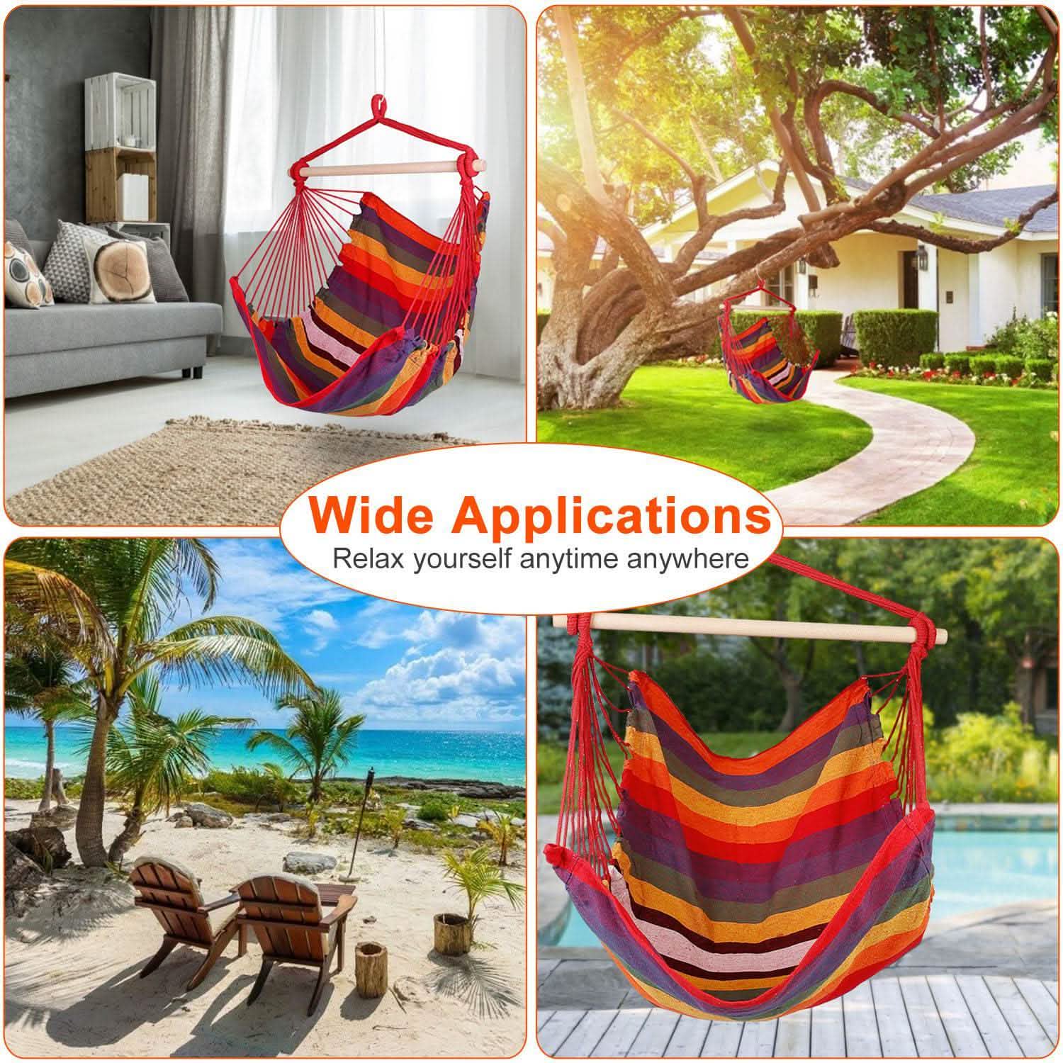 Hammock Hanging Chair Canvas with 2 Pillows