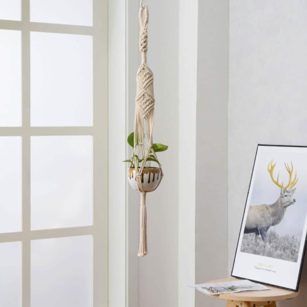 Hand Woven Macrame Tapestry Plant Hanger Holder