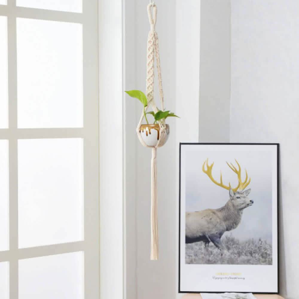 Hand Woven Macrame Tapestry Plant Hanger Holder