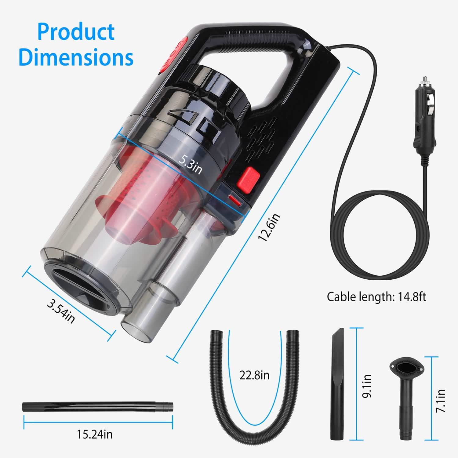 Handheld Car Vacuum Cleaner with Accessory Kit