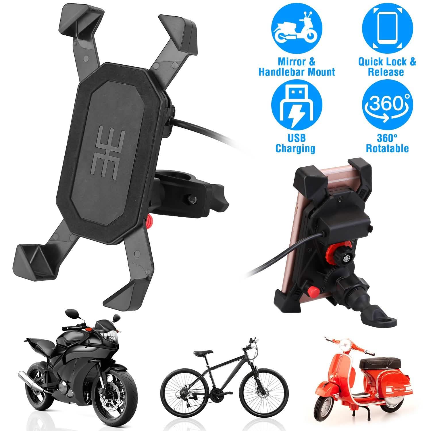 Handlebar Mirror Mobile Phone Holder
