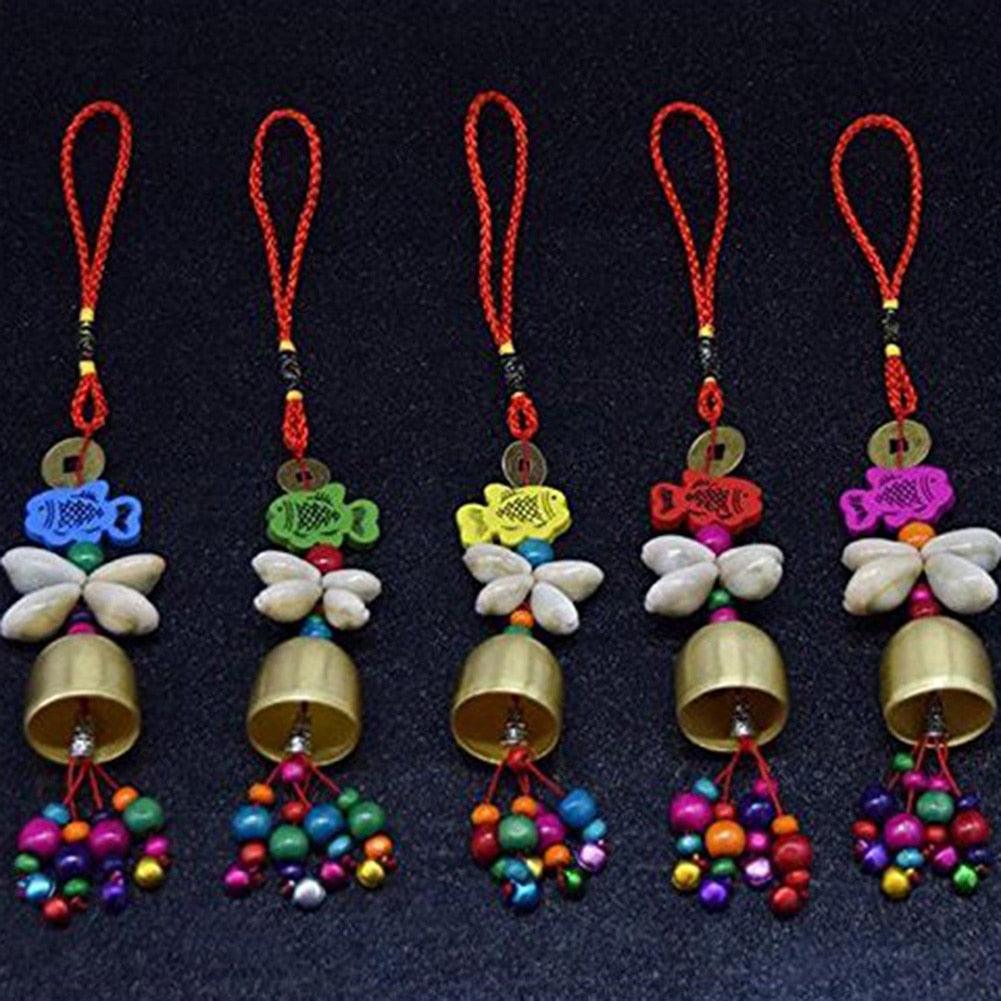 Handmade Copper Wind Chimes Hanging Ethnic Wind Bronze Bell Wood Fish Pendant Mobile Wind Chime Home Garden Outdoor Living Decoration Wind Bells Handmade Pendants For Birthday Gift & Home Decors