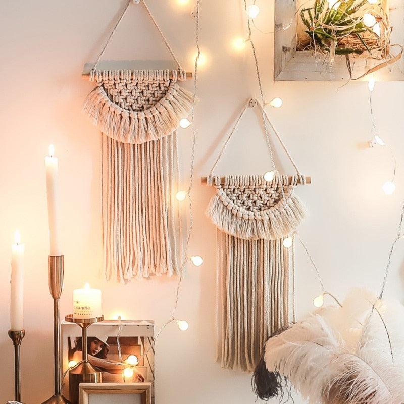 Handmade Wall Art Home Wall Decor Woven Hanging Tapestry Tassel Wind Chimes Wall Hanging Ornaments  Hand Macrame Wall  For Wall Wedding Living Room Gallery Patio Apartment Yard Decor