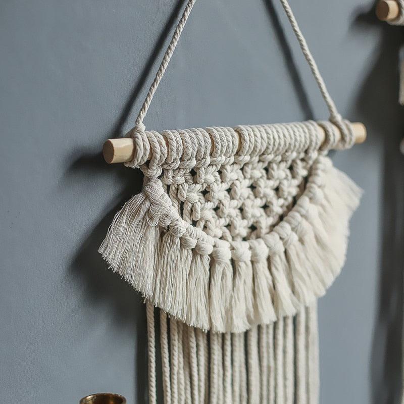 Handmade Wall Art Home Wall Decor Woven Hanging Tapestry Tassel Wind Chimes Wall Hanging Ornaments  Hand Macrame Wall  For Wall Wedding Living Room Gallery Patio Apartment Yard Decor