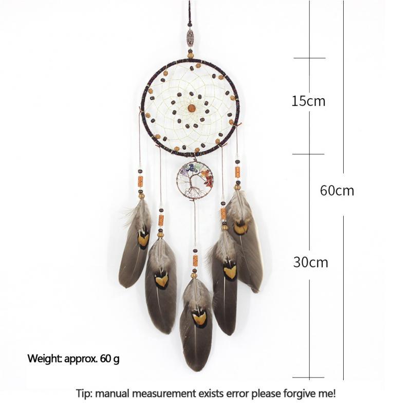 Handmade White Feather Dream Catcher Wind Chimes Hanging Ornaments Ceiling Decor Room Dream Net  Hanging Craft Gift Car Ornament Ribbons Feathers Wrapped Lights For Bedroom Decor Wedding Decorations