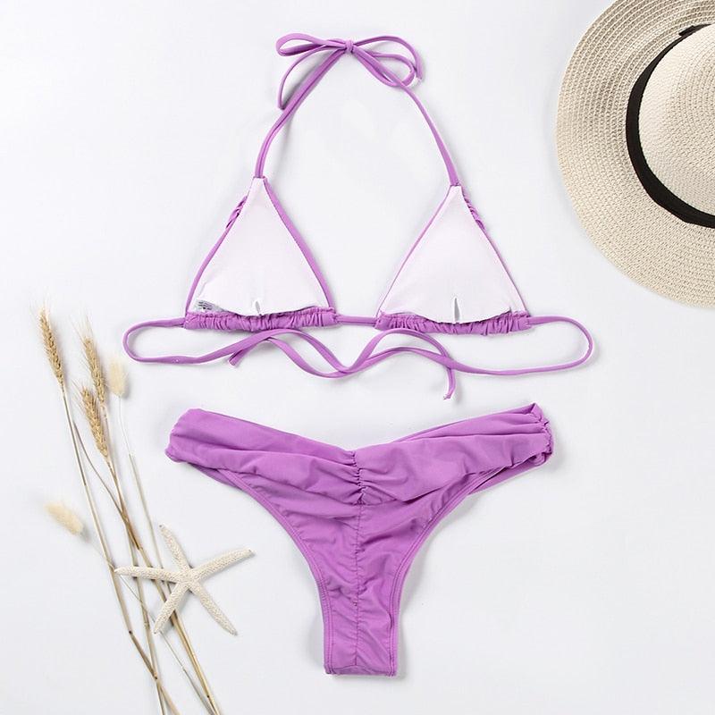 Handwork Bikinis Small Ruffle Swimsuit Vintage Print Swimwear Women Bathing Suit Leopard Patchwork Bikini Set String
