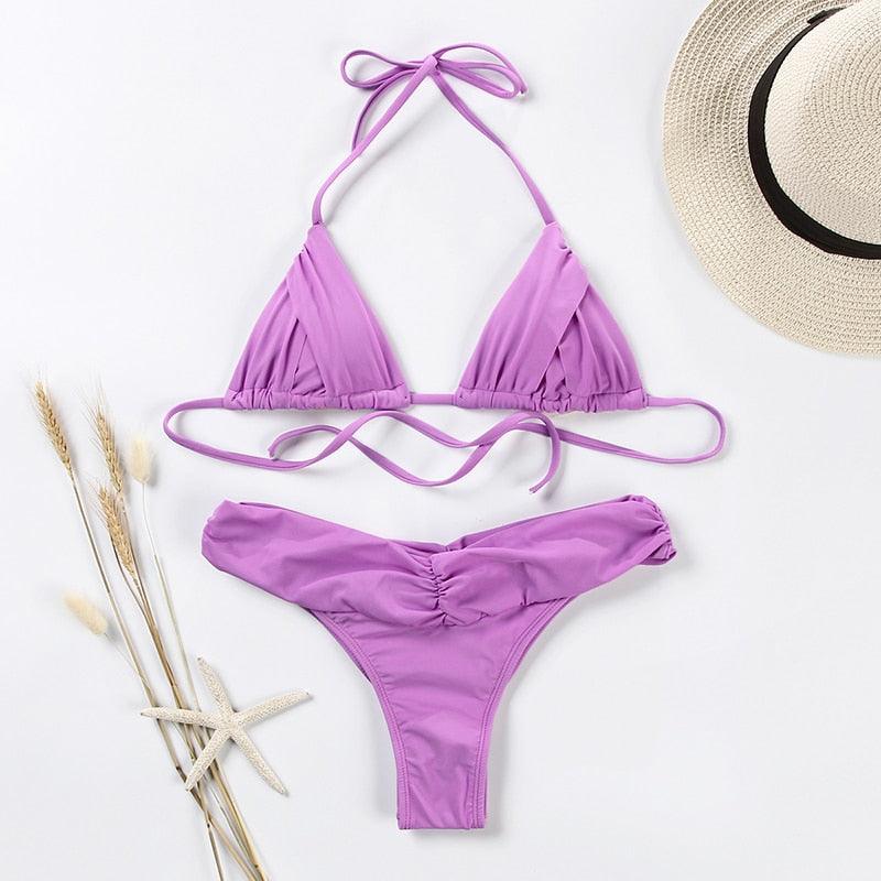 Handwork Bikinis Small Ruffle Swimsuit Vintage Print Swimwear Women Bathing Suit Leopard Patchwork Bikini Set String