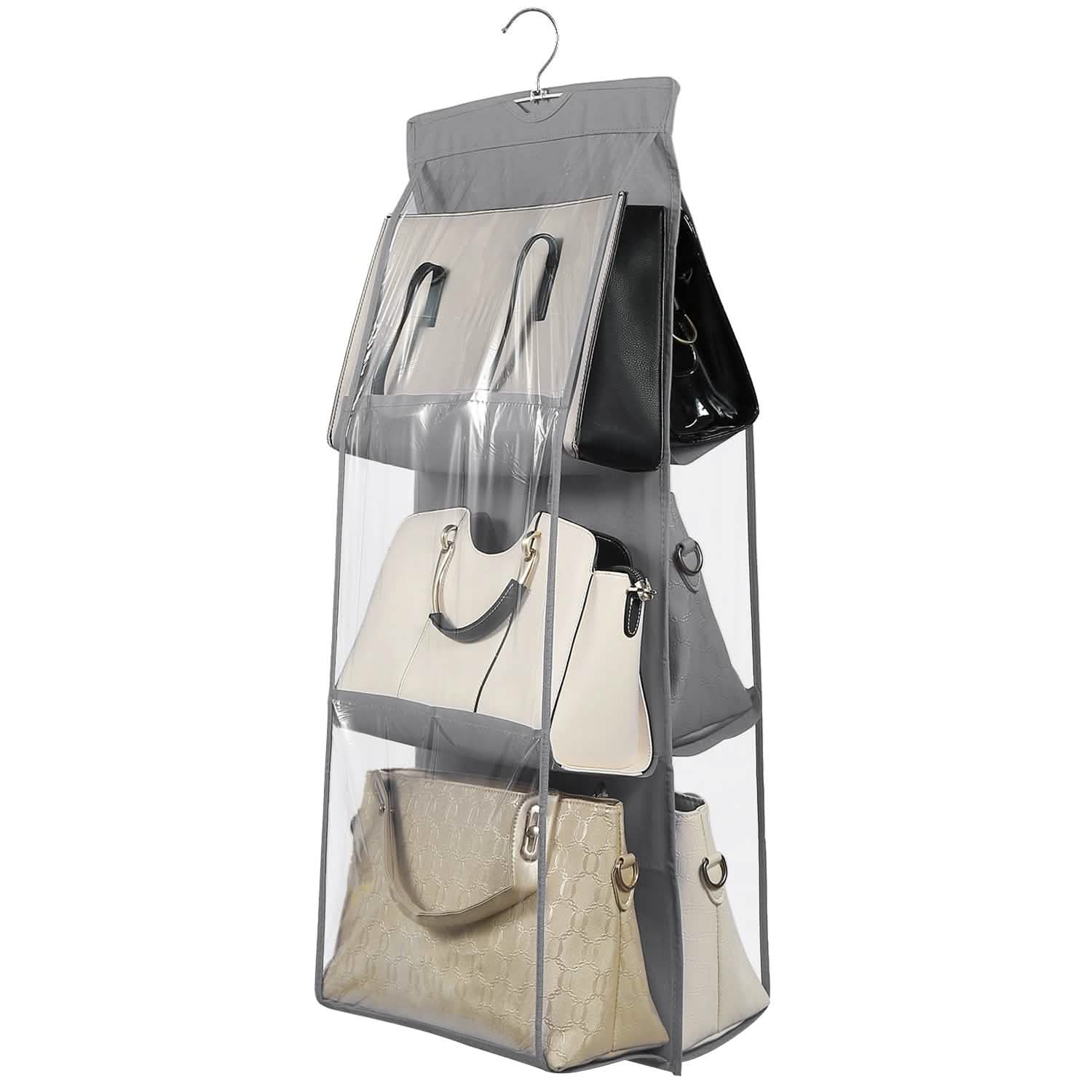 Hanging HandBag Organizer with 6 Pockets Closet Purse Storage