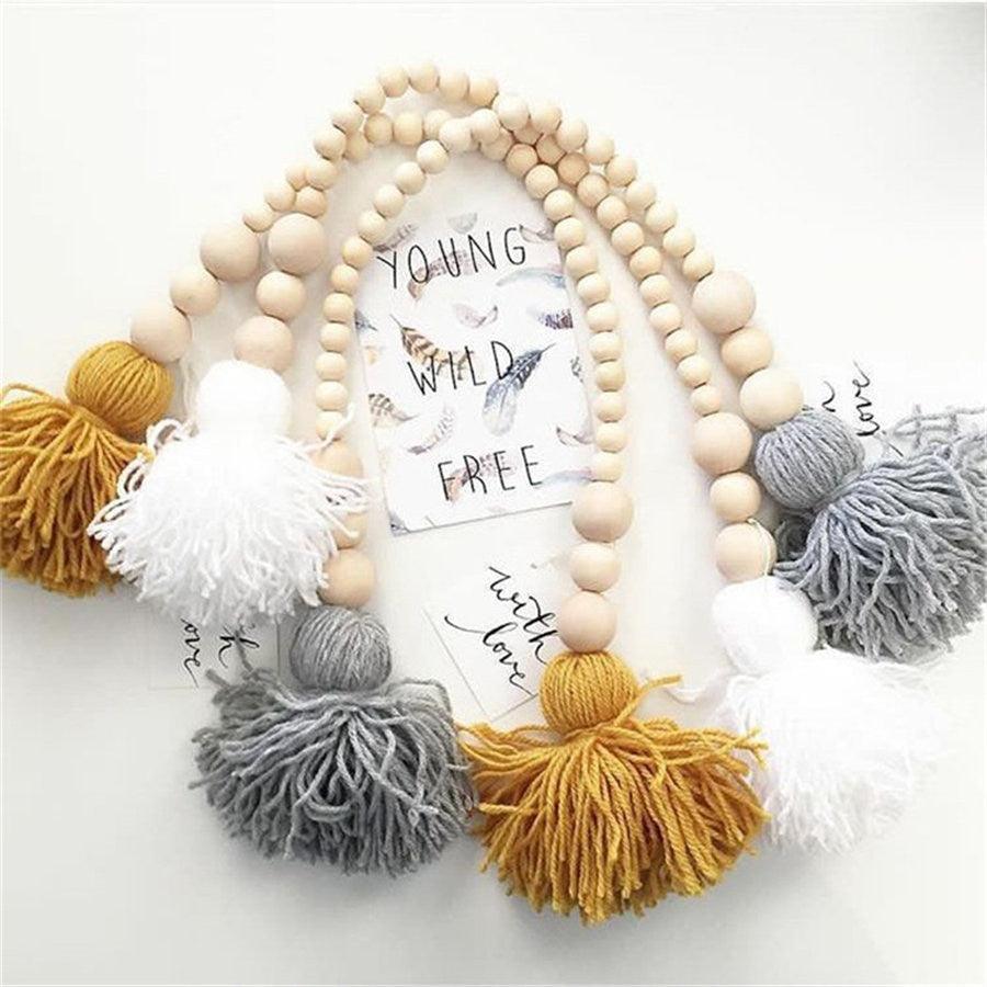 Hanging Nordic Wooden Beads Ornament Double Star Moon Kids Room Decoration Baby Crib Tent Hanging Pendant Wall Decor Photography Props Baby Mobile For Crib Moon and Stars Baby Nursery Ceiling Crib Mobile Kids Room Hanging Decor