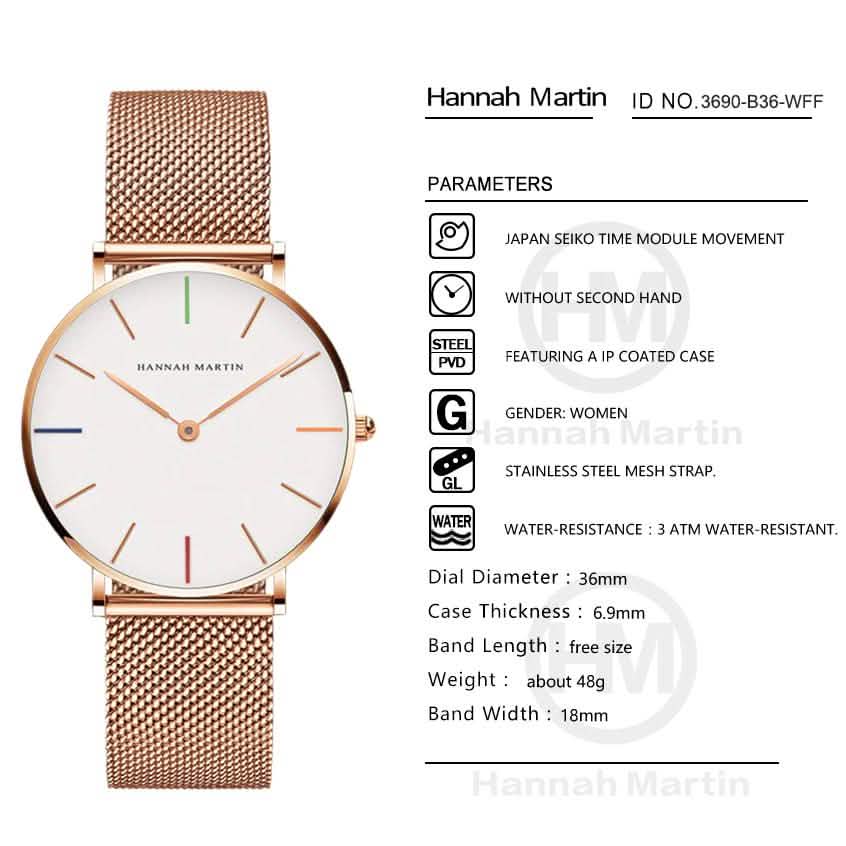 Hannah Martin High Quality Waterproof Ladies Watch
