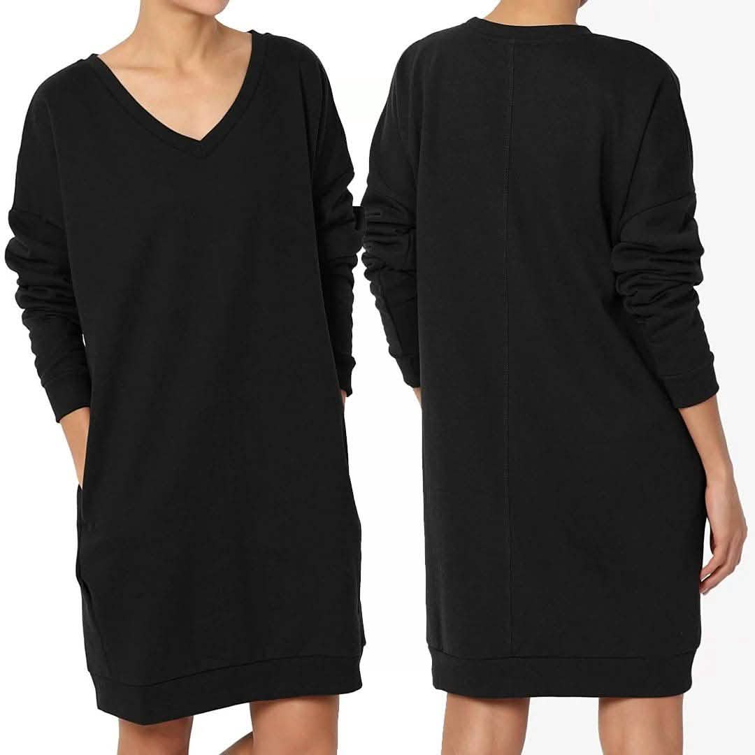 Haute Edition Women's Oversized Pullover Sweatshirt Dress