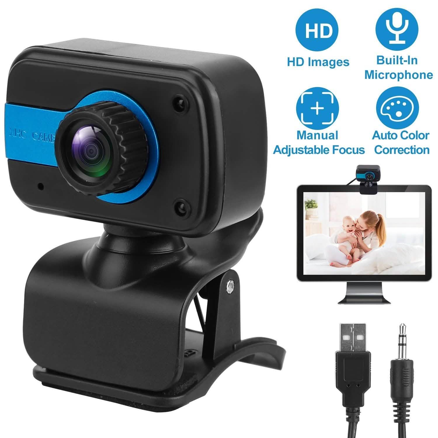 HD Webcam USB PC with Microphone Rotatable Clip