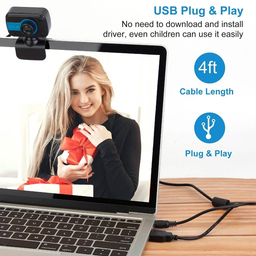 HD Webcam USB PC with Microphone Rotatable Clip
