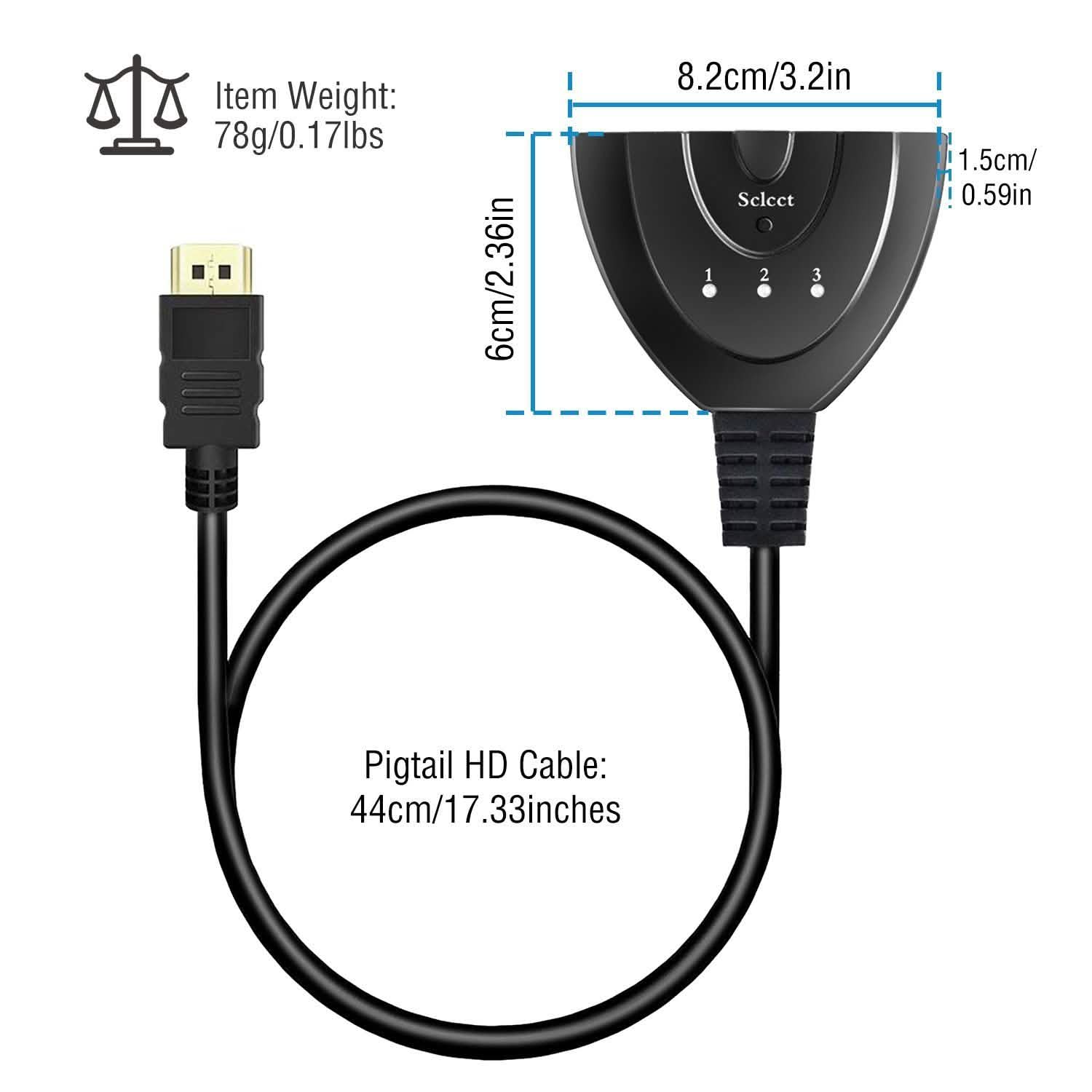 HDMI 1080P 3-in-1 Output HDTV Switch Splitter