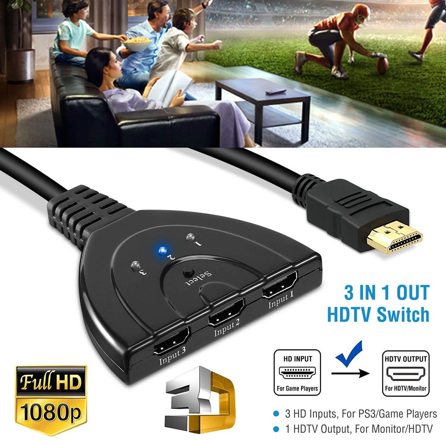 HDMI 1080P 3-in-1 Output HDTV Switch Splitter