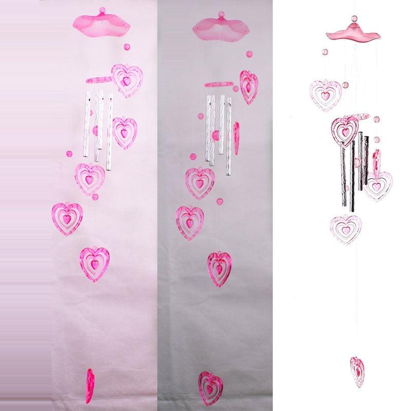 Heart Plastic Crystal  Metal Tubes Wind Chime Home Garden Decoration Gift Car Outdoor Heart Wind Chimes Decoration Gift for Mom Heart Wind Bell  Heart Wind Catcher Aluminum  Outdoor Yard Garden Decor Wind Chimes