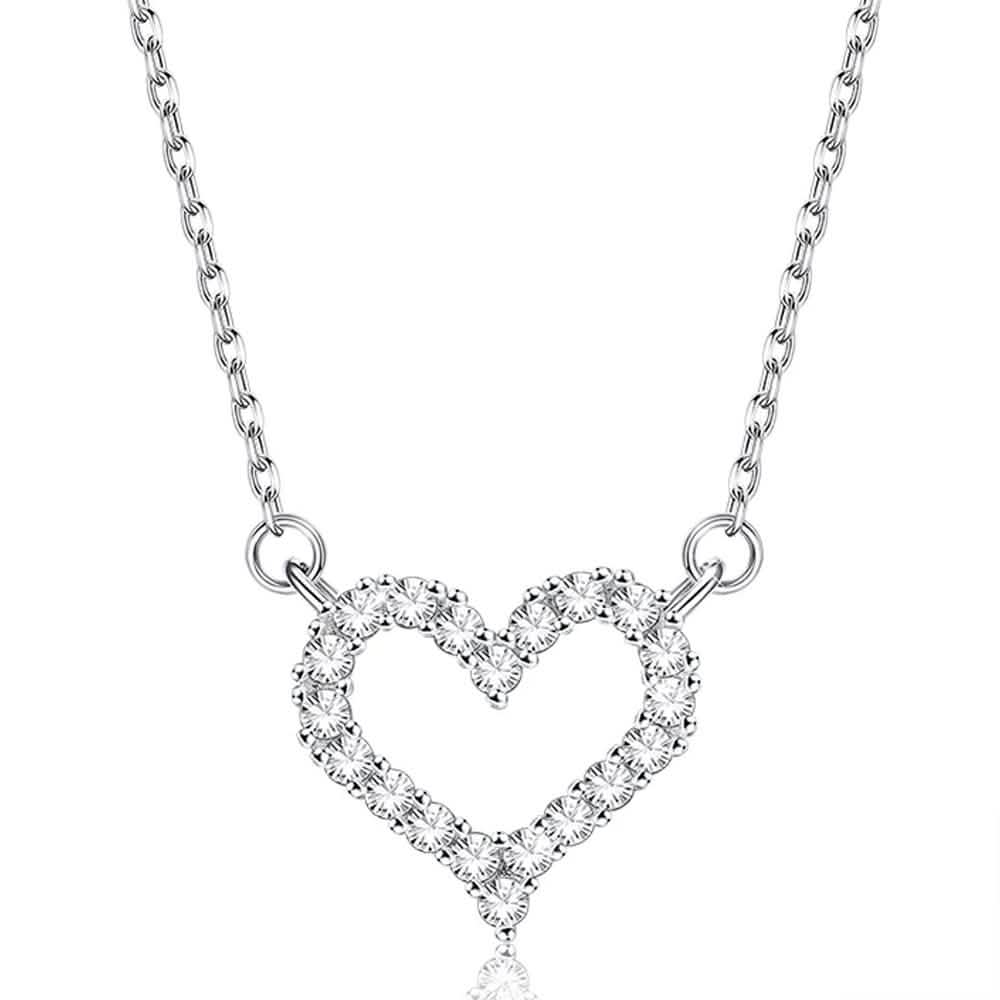 Heart-Shape 925 Sterling Silver Pendant Necklace