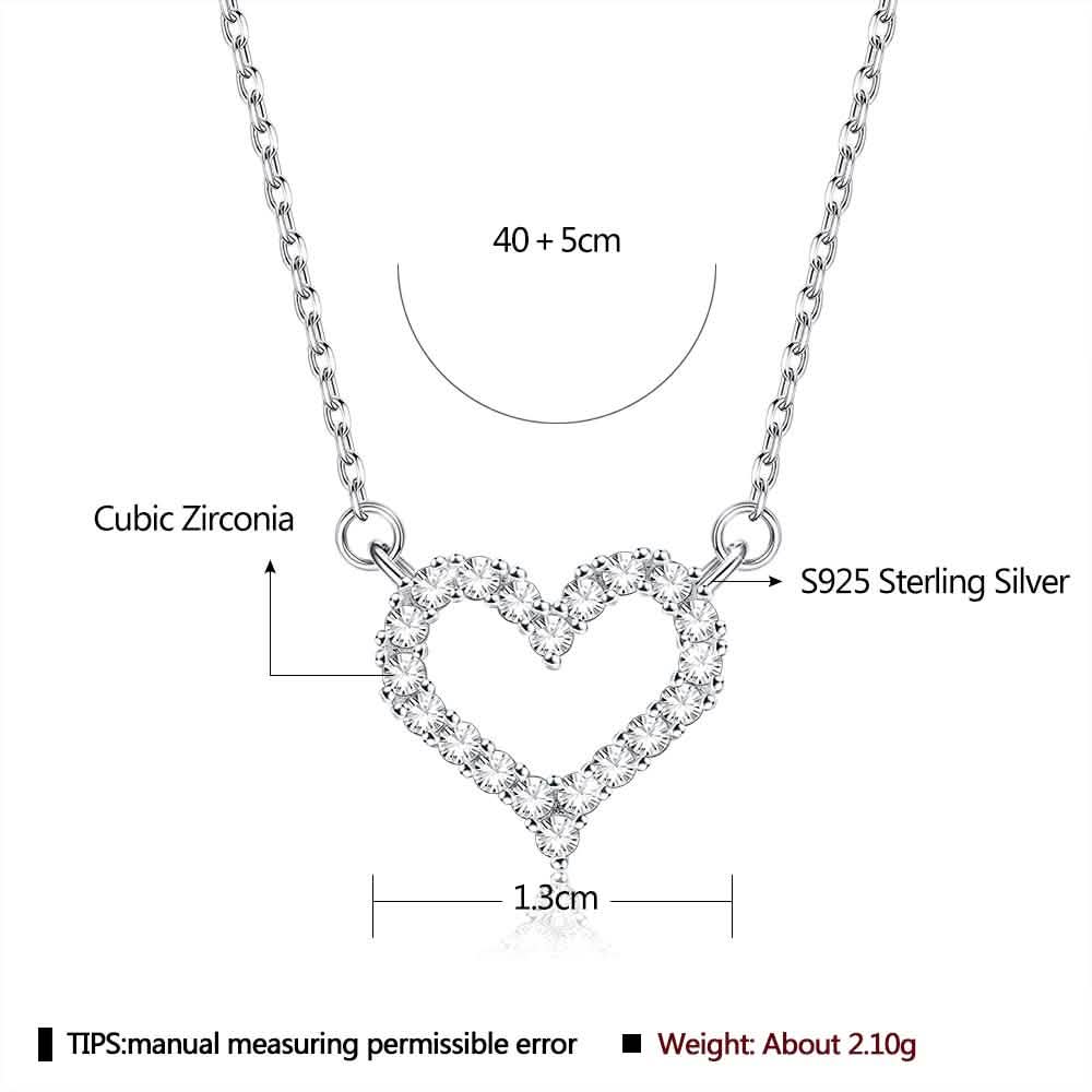 Heart-Shape 925 Sterling Silver Pendant Necklace