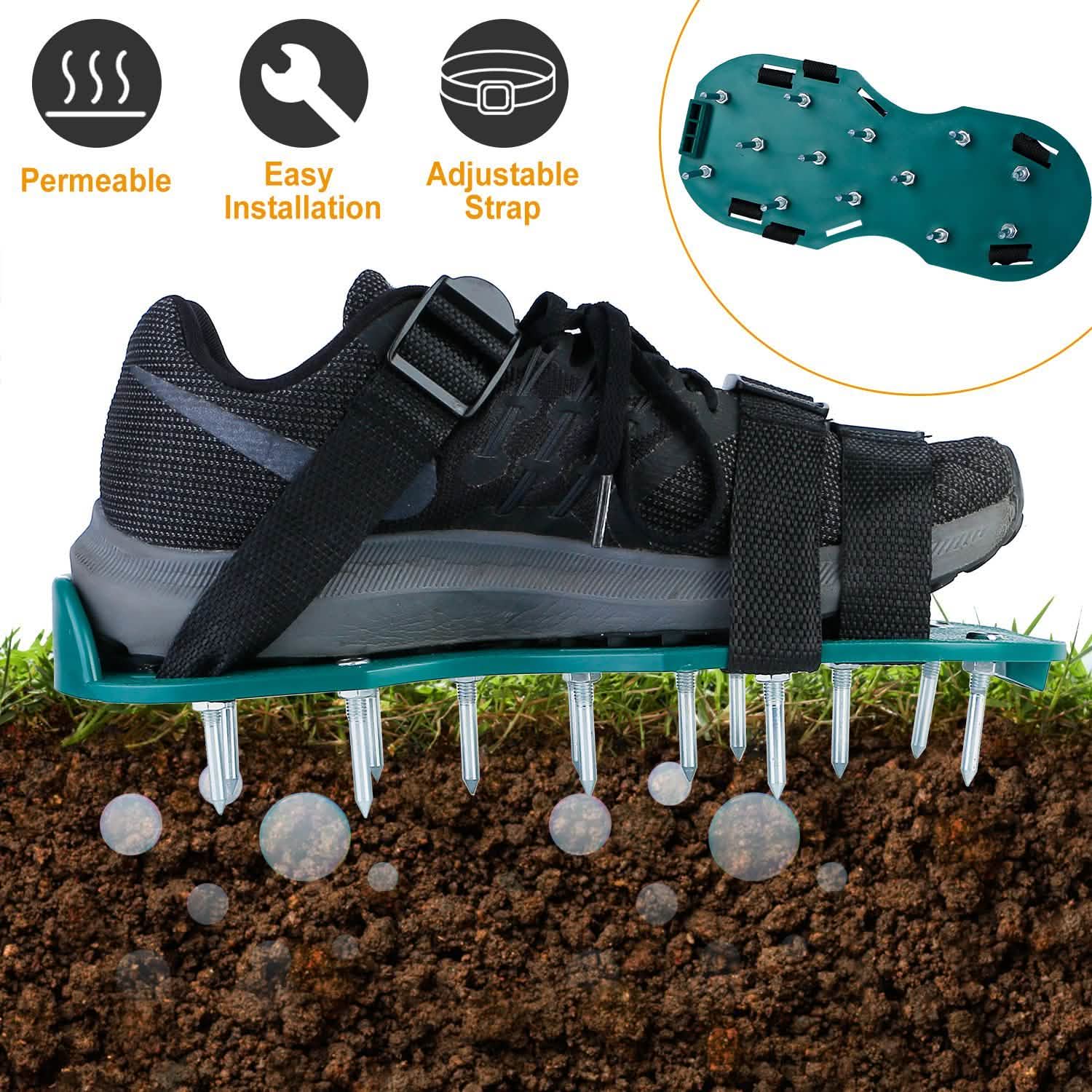 Heavy Duty Lawn Aerator Shoes with Adjustable Straps