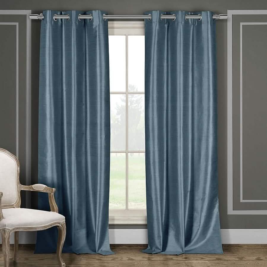 Heavy Faux-Silk Double-Layered Blackout Thermal Panel Pair - Assorted Colors