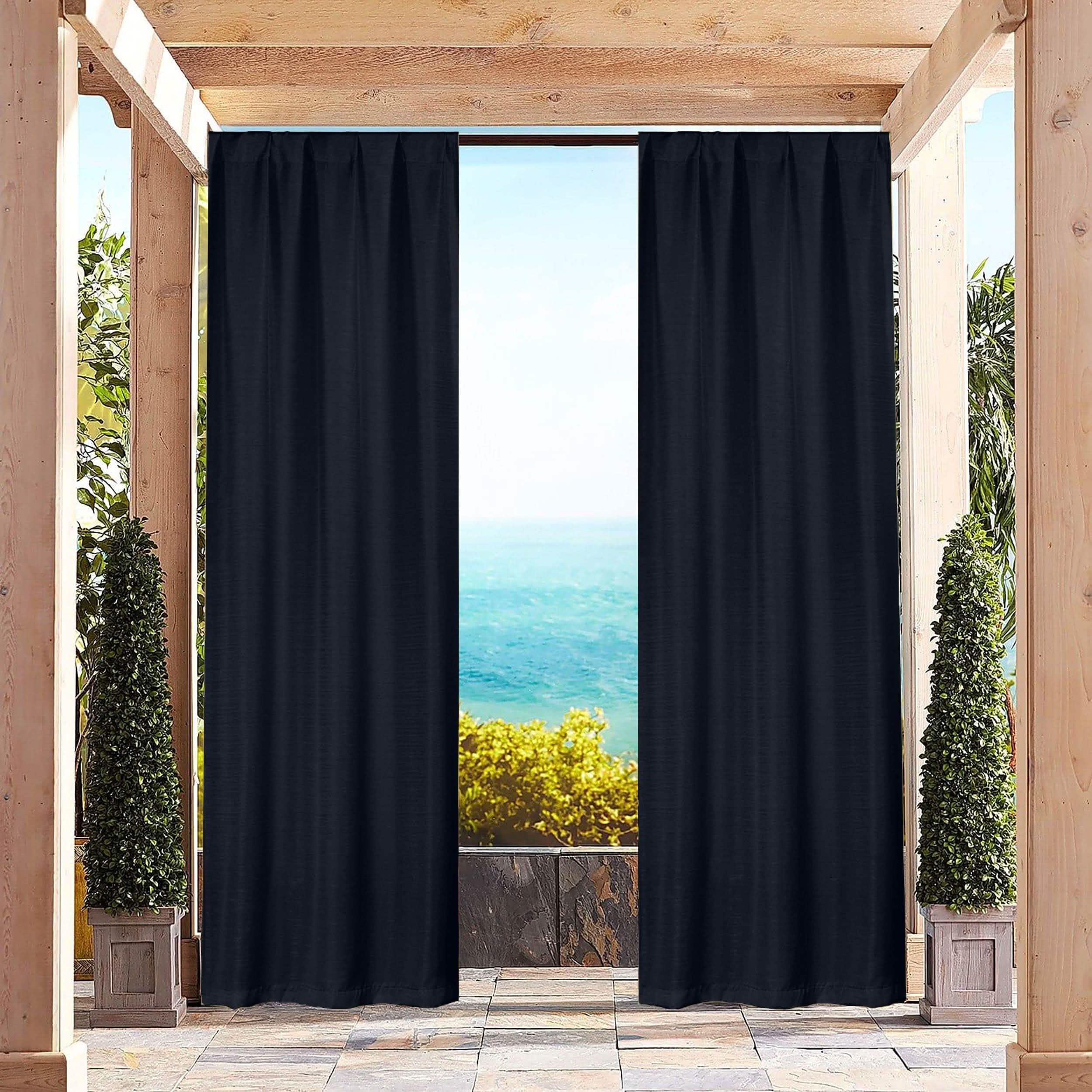 Heavy-Textured Indoor-Outdoor Blackout Curtains Pair Panel
