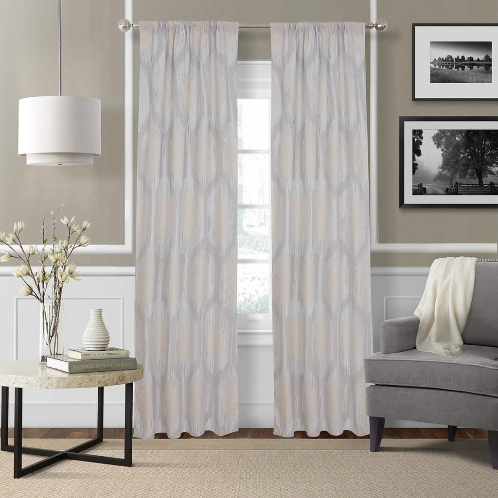 2-Piece Set: Hexagon Strié Window Curtain Panel Pair