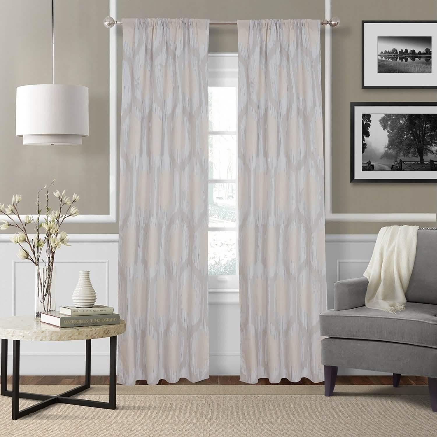 2-Piece Set: Hexagon Strié Window Curtain Panel Pair