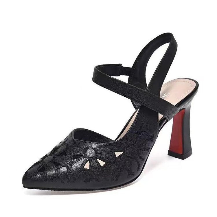 High heeled sandals with pointed hollow high heels for women