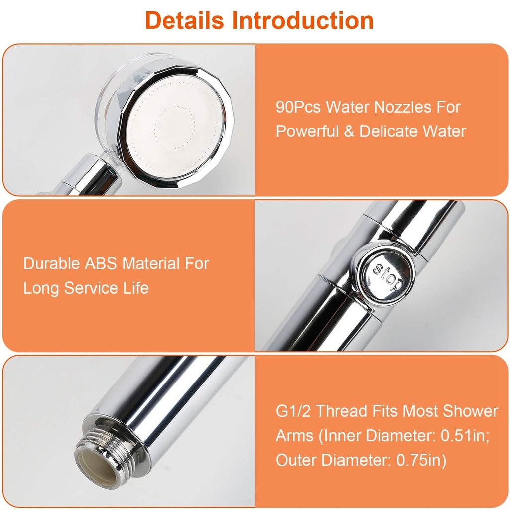 High Pressure Shower Head 360¬∞ Rotating Water Saving Handheld Shower Head