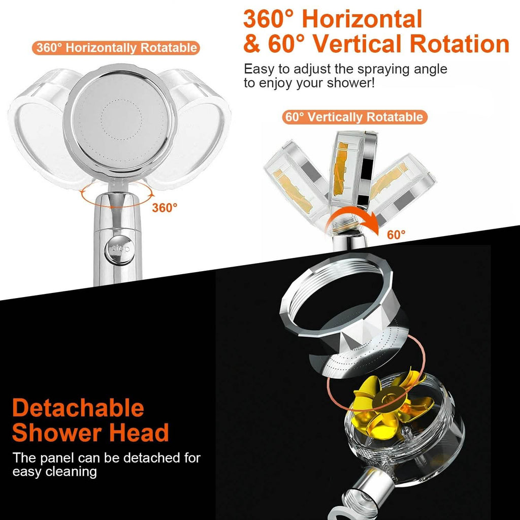 High Pressure Shower Head 360¬∞ Rotating Water Saving Handheld Shower Head