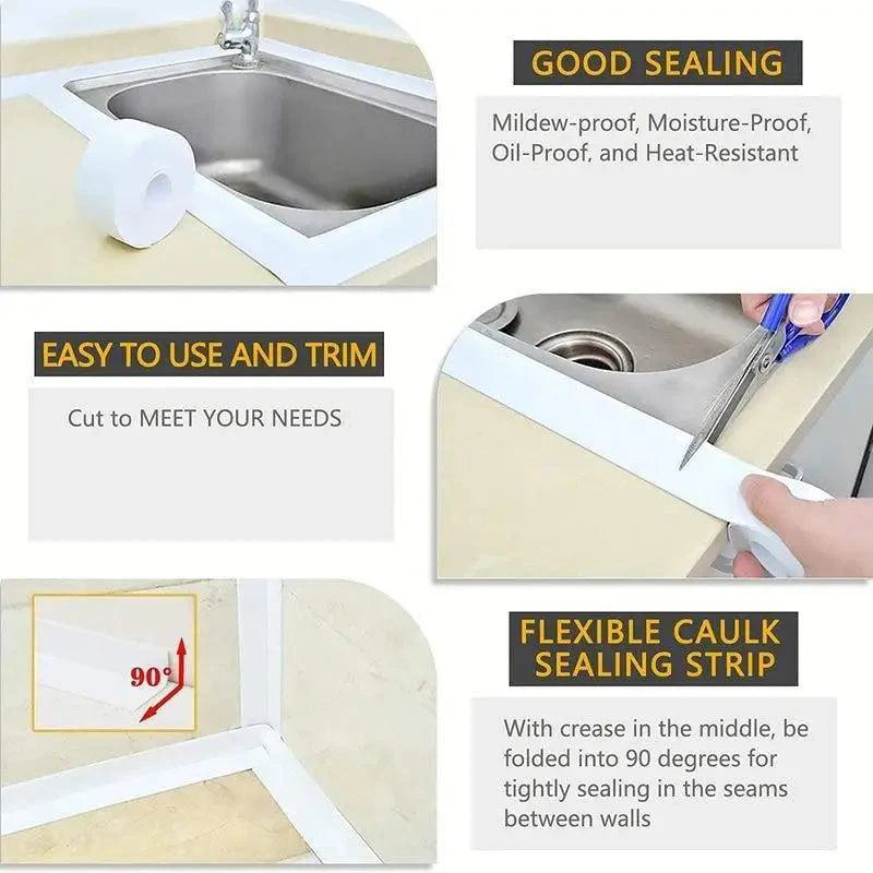 High Quality PVC Waterproof Wall Sticker Self Adhesive Sink Stove Crack Strip Kitchen Bathroom Bathtub Corner Sealant Tape Waterproof