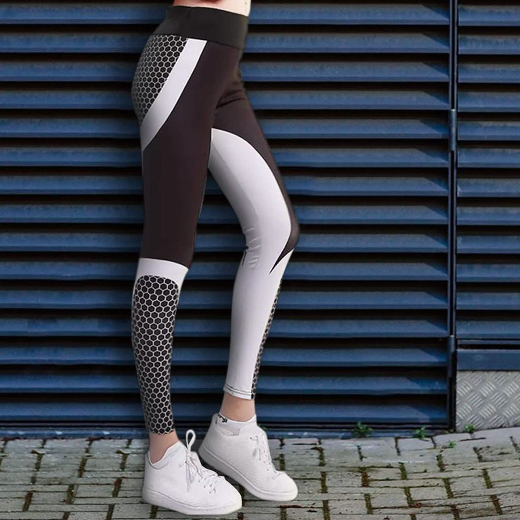 High-Waisted Honeycomb Design Ruched Workouts Fitness Yoga Gym Leggings Pants